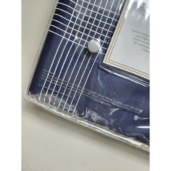 New Frette 2 Pc Set Porto Cotton King Shams Navy Sham Embroidery #02 - Picture 14 of 14